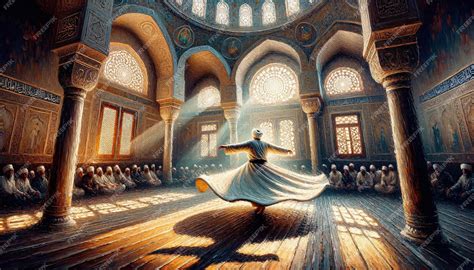 The Mevlevi Dervishes Oil Painting: An Exquisite Depiction of Spiritual Ecstasy and Rhythmic Movement!